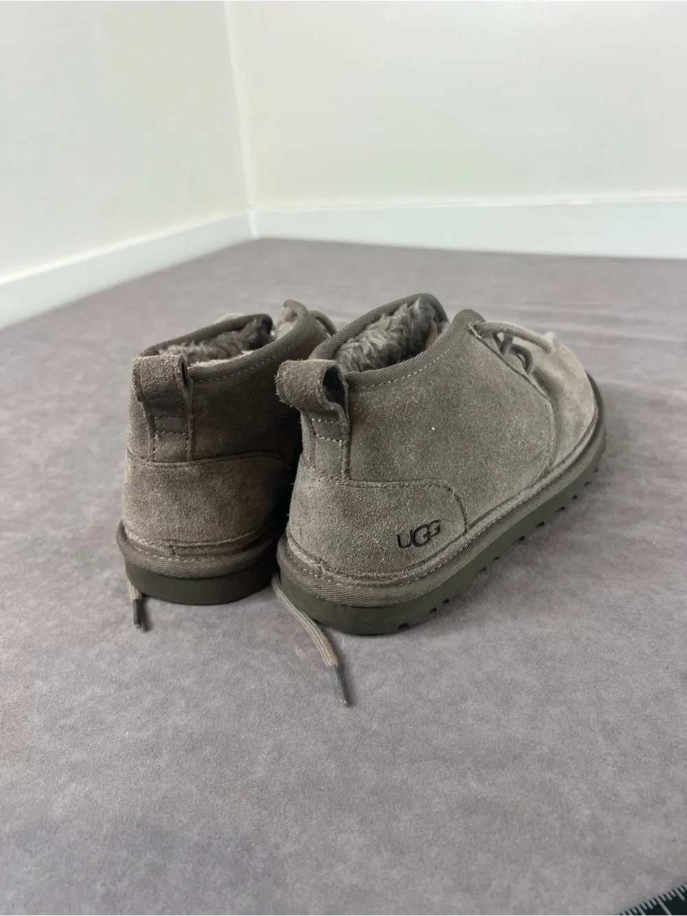 UGG Kids Gray Suede Lace-Up Ankle Boots